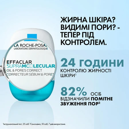 Гель для лица La Roche-Posay Effaclar Supramolecular Oil & Pores Correct против жирного блеска и расширенных пор, 40 мл: цены и характеристики