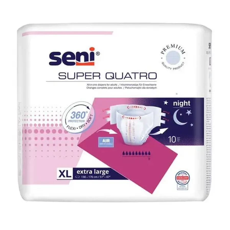 Seni Super Quatro, подгузники-трусики, XXL, 10 шт.: цены и характеристики