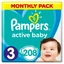 PAMPERS Дитячі підгузки Active Baby № 3, 6–10 кг, 208 штук, місячний набір