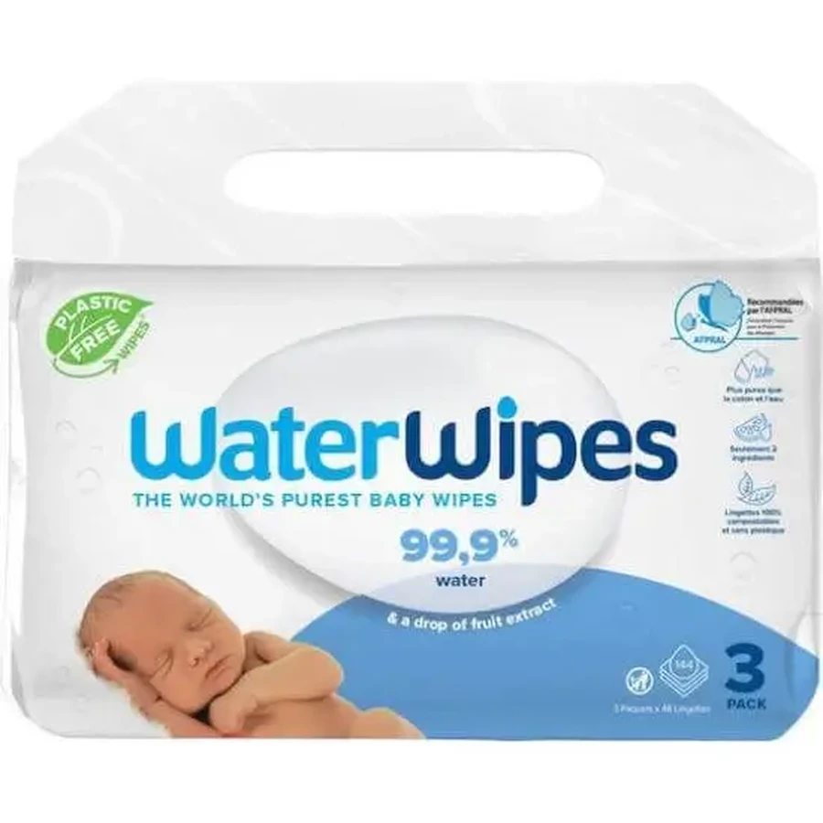 Детские салфетки WATERWIPES с содержанием воды 99,9%, без спирта и парабенов, 3x48 шт.: цены и характеристики