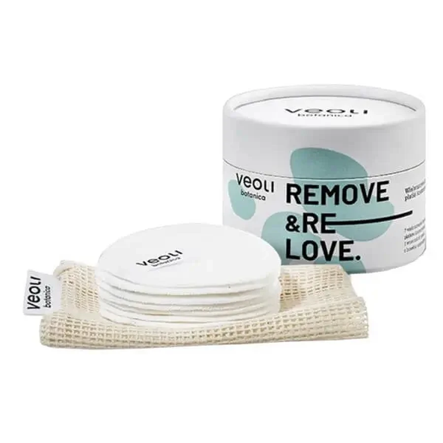 Veoli Botanica, REMOVE &amp; RELOVE, Многоразовые бамбуковые косметические диски, 7 шт.: цены и характеристики