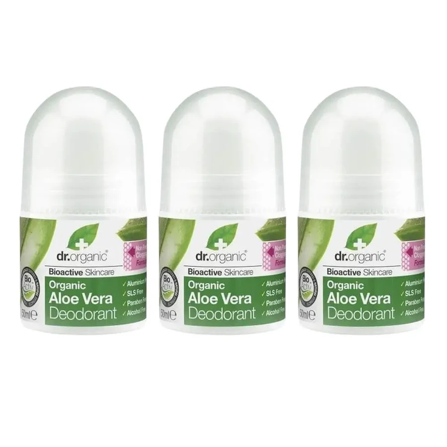 Dr.Organic Алоэ вера — натуральный дезодорант-ролик без алюминия, 3×50 мл: цены и характеристики