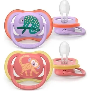 AVENT Ultra Air 18 м, силиконовый сосок для девочек (обезьянка/лягушка), 2 шт.
