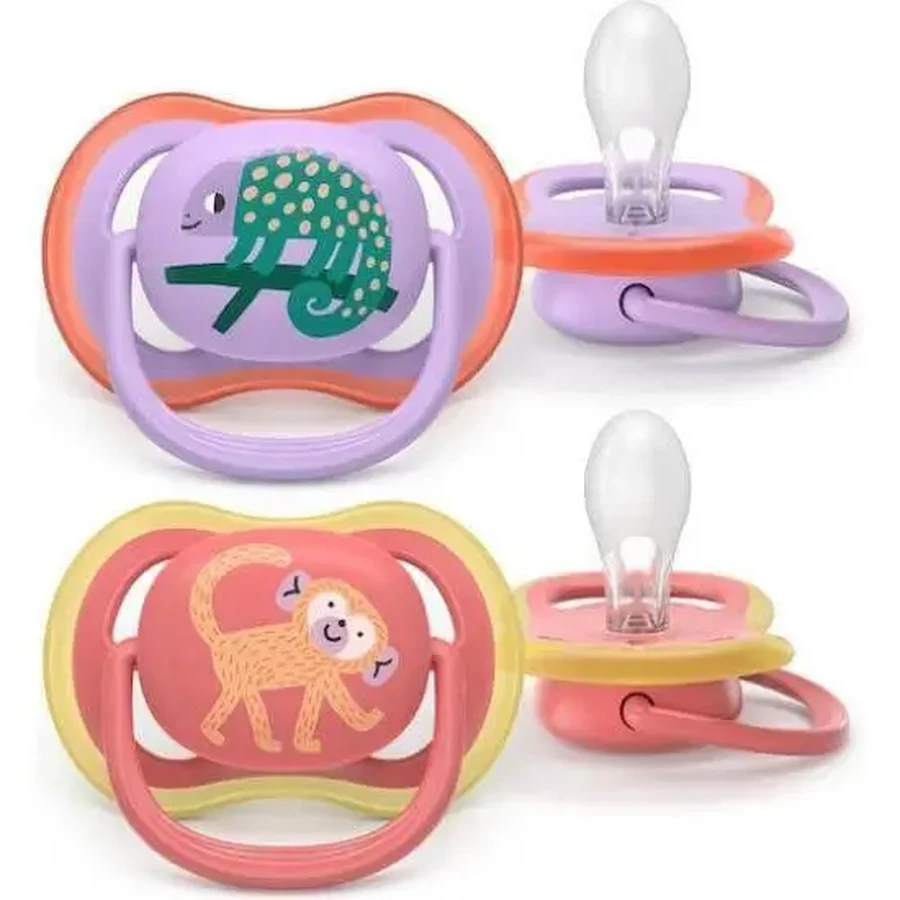 AVENT Ultra Air 18 м, силиконовый сосок для девочек (обезьянка/лягушка), 2 шт.: цены и характеристики