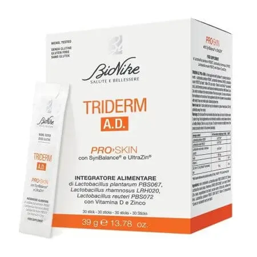 Добавка для кожи при атопическом дерматите Triderm A.D., 30 пакетиков, Bionike: цены и характеристики