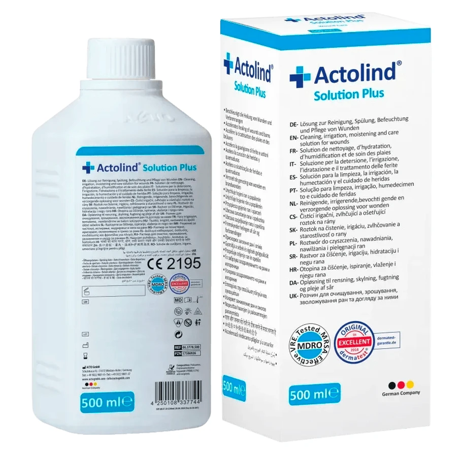 Раствор Actolind Solution Plus для очищения, орошения, увлажнения ран, 500 мл: цены и характеристики
