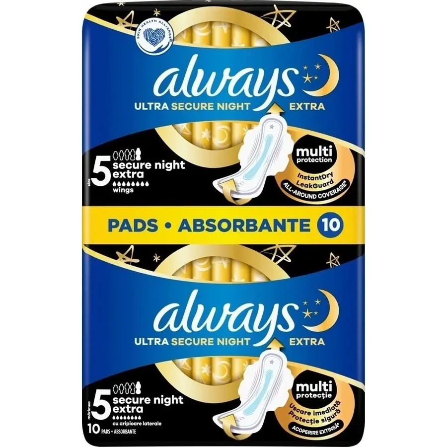 ALWAYS Ultra Pads Secure Night Extra (розмір 5) 10 прокладок: ціни та характеристики