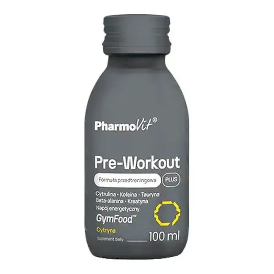 Pharmovit GymFood Pre-Workout Plus, жидкость, лимонный вкус, 100 мл: цены и характеристики