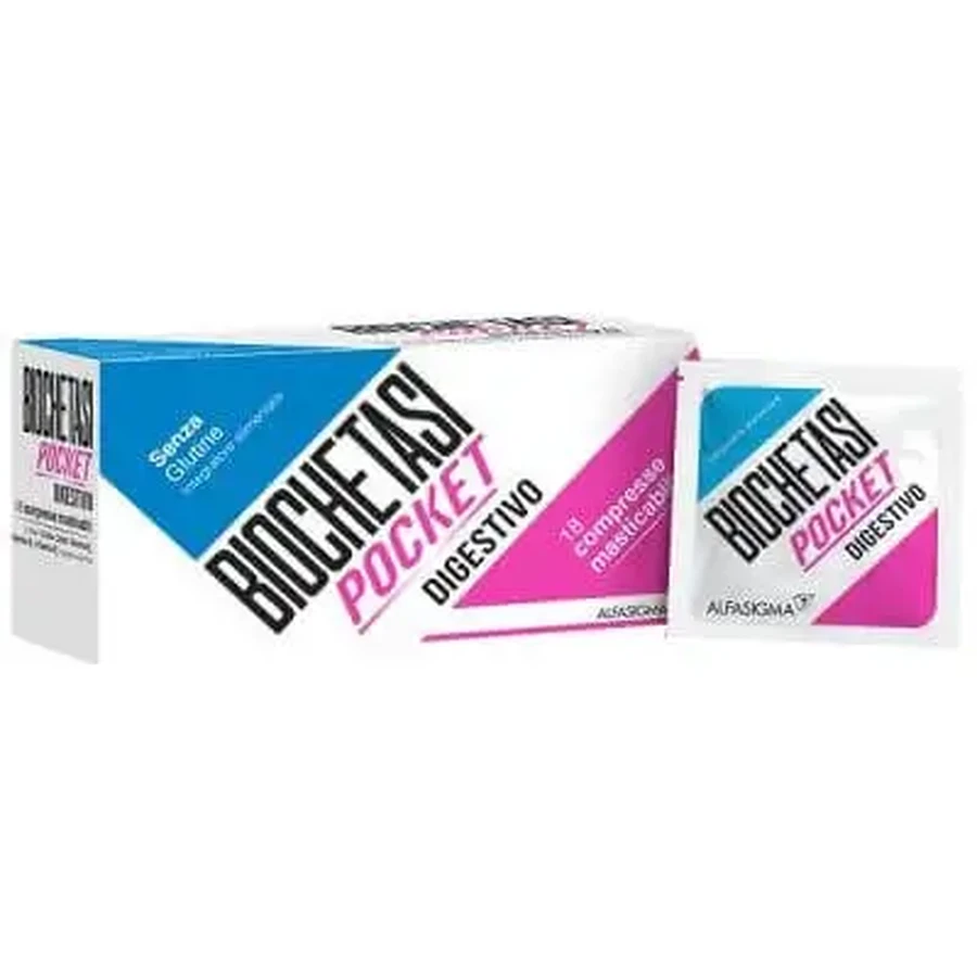Biochetasi Pocket Digestive, 18 жувальних таблеток, нова формула: ціни та характеристики