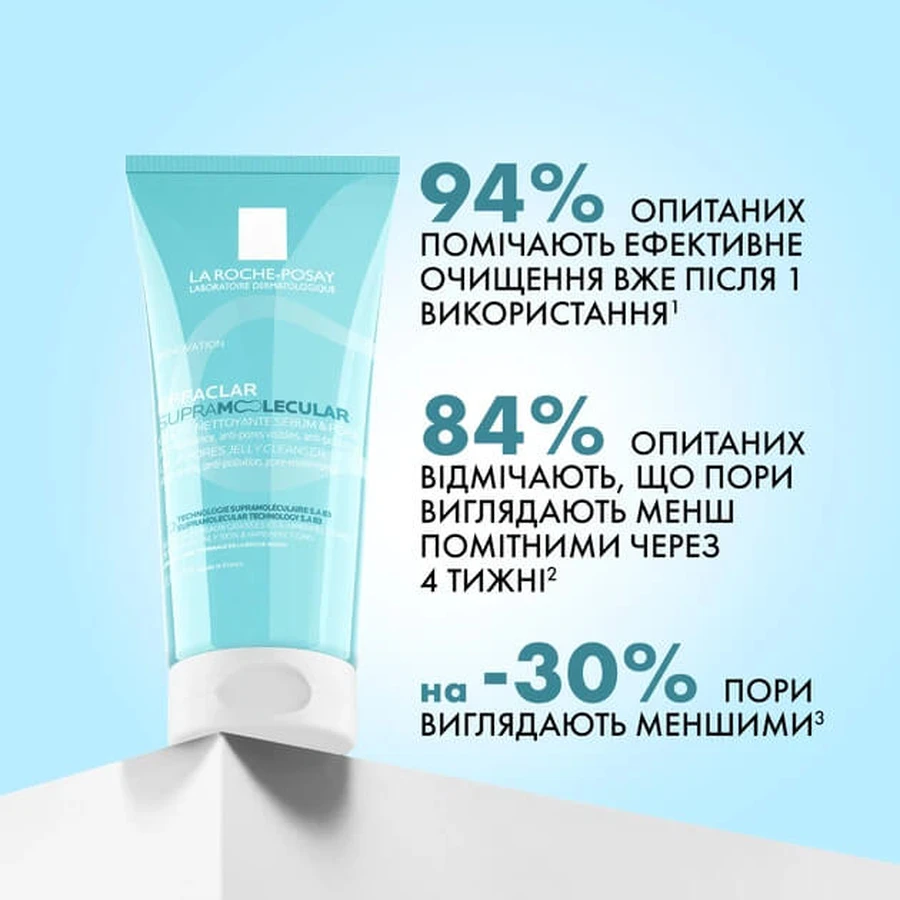Гель-желе для вмивання La Roche-Posay Effaclar Supramolecular очищувальний, проти жирного блиску та розширених пор, 200 мл: ціни та характеристики
