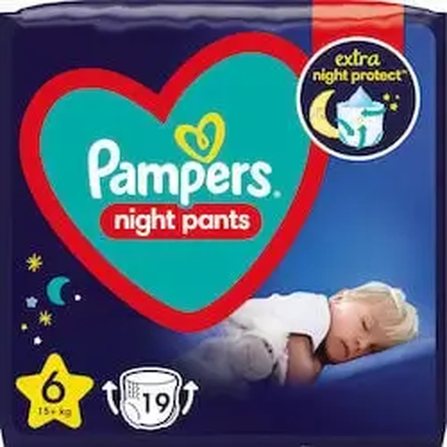 PAMPERS Нічні штанці Нічні штанці для дітей №6 15 кг+ 19 штук Вигідна упаковка: ціни та характеристики