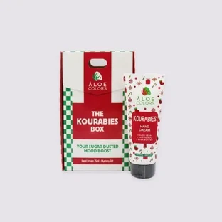 ALOE COLORS Акция «The Kourabies Box»: крем для рук, поднимающий настроение, 75 мл, с сахарной пудрой и загадочным подарком