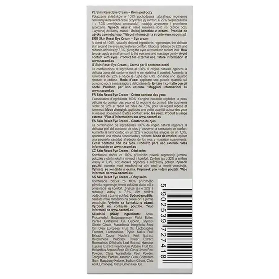 Nacomi Ethic Care Skin Reset, крем під очі, 15 мл: ціни та характеристики