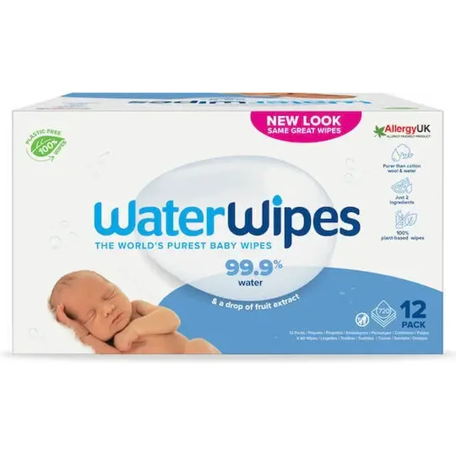 Салфетки WATERWIPES, содержащие 99,9 % воды, без спирта и парабенов (12 упаковок по 60 штук) — 720 штук: цены и характеристики