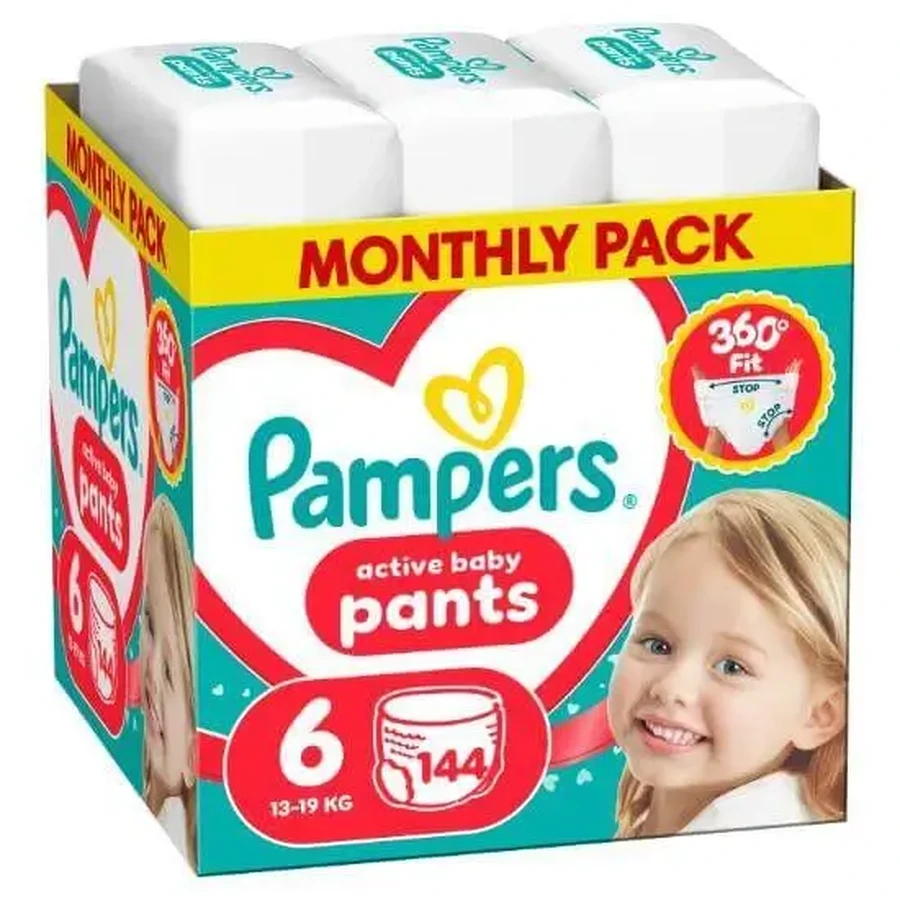 PAMPERS Active Baby Pants Підгузки-трусики № 6, 13–19 кг, 144 шт.: ціни та характеристики