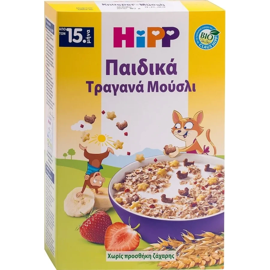HIPP Kids Crunchy Muesli с органическими клубничками для детей от 15 месяцев, 200 г: цены и характеристики