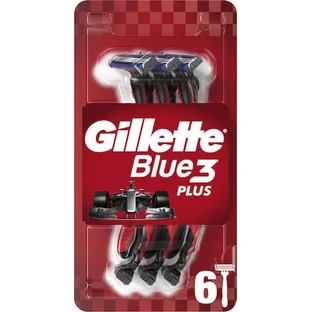 GILLETTE Blue3 Plus Red Одноразовые бритвы Мужские бритвы с 3 лезвиями, 6 штук