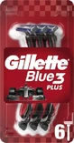 GILLETTE Blue3 Plus Red Одноразовые бритвы Мужские бритвы с 3 лезвиями, 6 штук