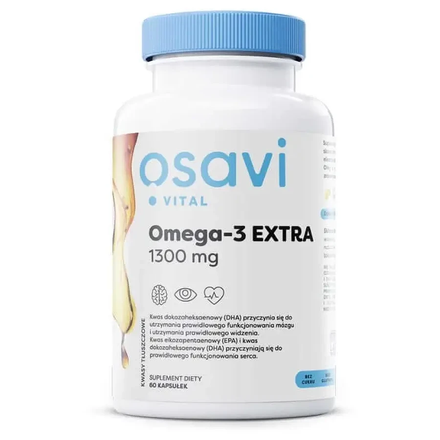 Osavi Omega-3 EXTRA, 1300 мг, лимон, 60 капсул: ціни та характеристики