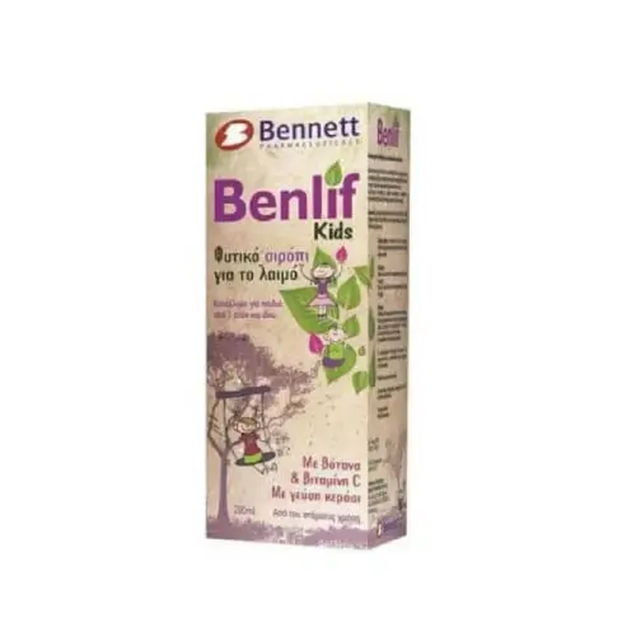 BENNETT Benlif Kids — растительный сироп для детей от кашля, раздражения в горле и насморка, 200 мл: цены и характеристики