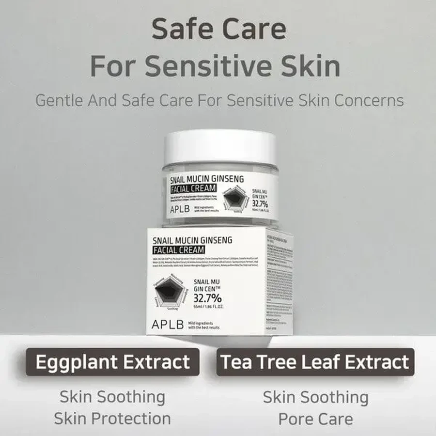 APLB Snail Mucin Ginseng Facial Cream, восстанавливающий крем для лица с слизью улитки и женьшенем, 55 мл: цены и характеристики