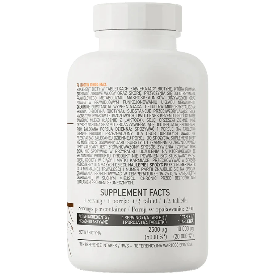 Біотин Макс OstroVit Biotin 10 000 MAX, 60 таблеток: ціни та характеристики