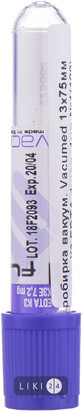 Вакуумная пробирка vacumed стерильная 13x75 мм с К3 EDTA, 4 мл крови с фиолет. крышкой №100