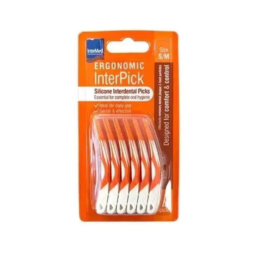 INTERMED Ergonomic InterPick InterPick Orange Силіконові щітки Розмір S/M 36 штук: ціни та характеристики