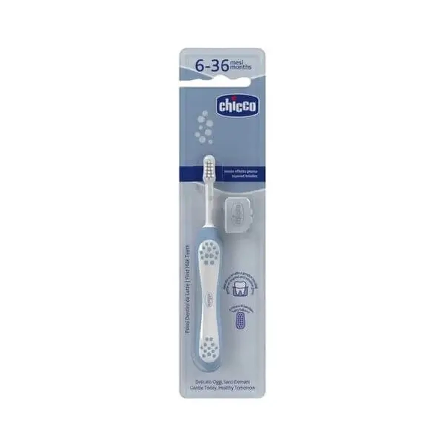 CHICCO Зубная щетка First Milk Teeth для детей от 6 до 36 месяцев, синяя: цены и характеристики