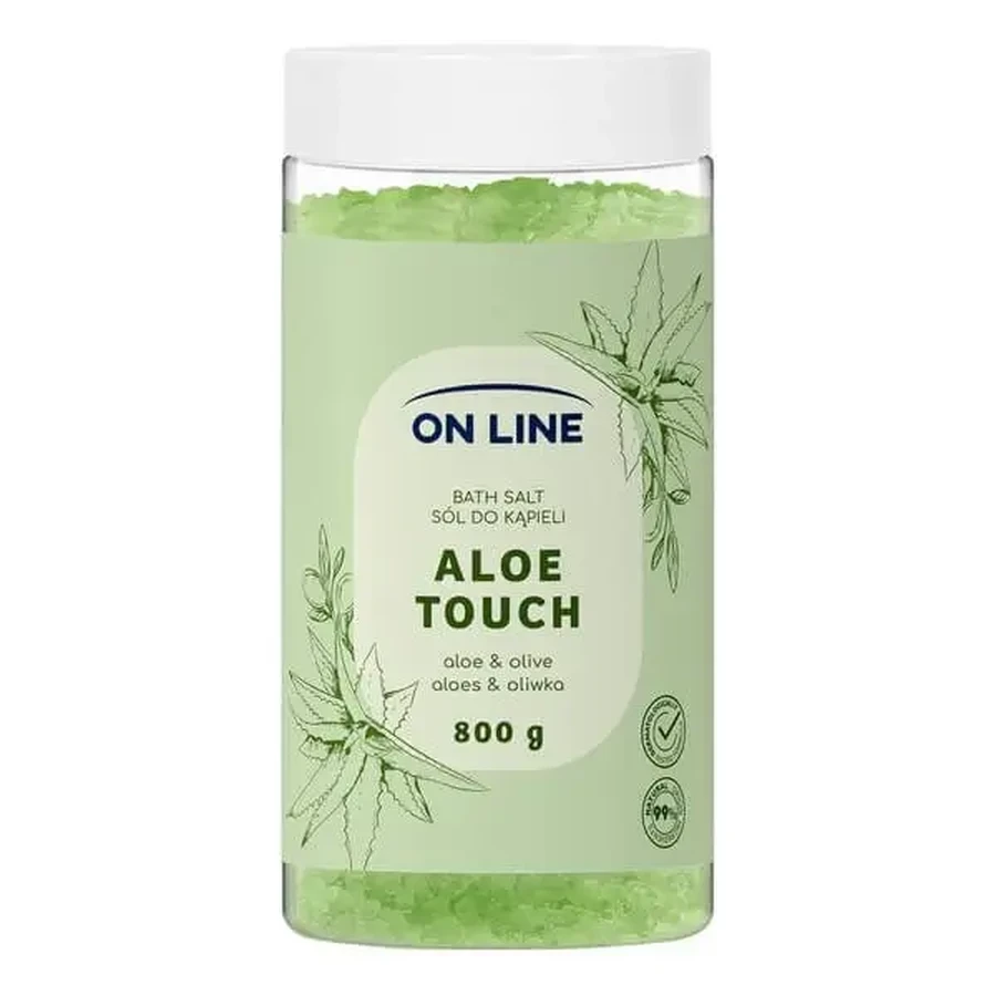 On Line Aloe Touch, сіль для ванни з алое та оливковою олією, 800 г: ціни та характеристики