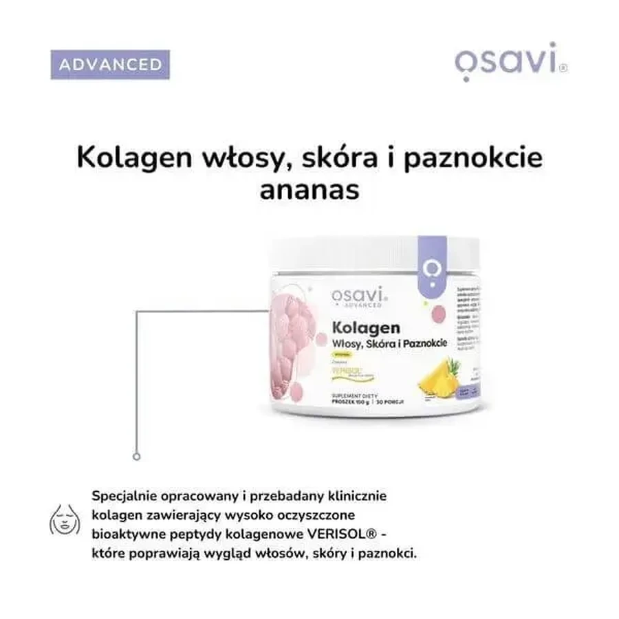Osavi Коллаген для волос, кожи и ногтей, порошок, со вкусом ананаса, 150 г: цены и характеристики