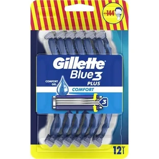 GILLETTE Blue3 Plus Comfort Одноразовая бритва с 3 лезвиями и смазочной полоской, 12 штук
