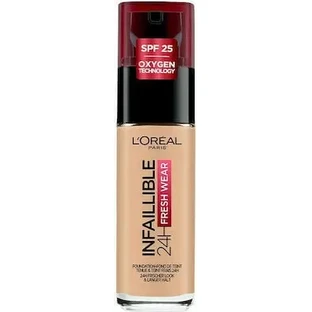 LOREAL Infaillible Foundation 32H Fresh Wear — тональний крем для обличчя з легкою текстурою, що забезпечує повне покриття та тримається до 32 годин, відтінок 120 Golden Vanilla