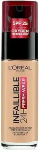 LOREAL Infaillible Foundation 32H Fresh Wear — тональний крем для обличчя з легкою текстурою, що забезпечує повне покриття та тримається до 32 годин, відтінок 120 Golden Vanilla