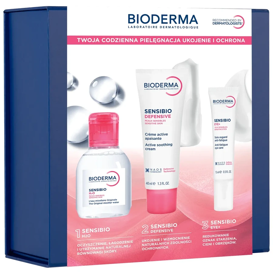 Набір Bioderma XMASS Sensibio: заспокійливий крем для обличчя, 40 мл + крем під очі, 15 мл + міцелярна вода, 100 мл: ціни та характеристики