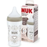 NUK Perfect Match Пластикова пляшка з м’яким силіконовим соском проти коліків із функцією контролю температури для дітей від 3 місяців, 260 мл