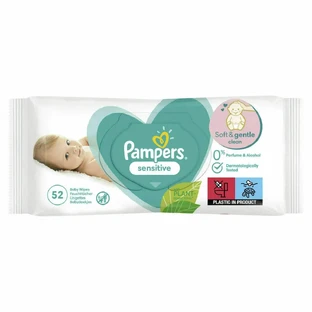PAMPERS Sensitive Wipes Детские влажные салфетки без пластика, отдушек и спирта, 52 шт.