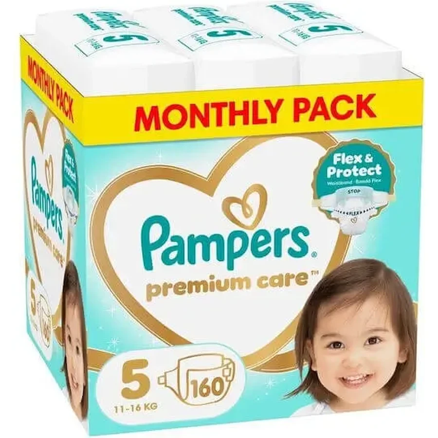 PAMPERS Дитячі підгузки Premium Care № 5, 11–16 кг, 160 штук, MSB: ціни та характеристики