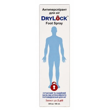 Антиперспирант для ног DryLock Foot Spray длительная защита от потоотделения, 100 мл: цены и характеристики