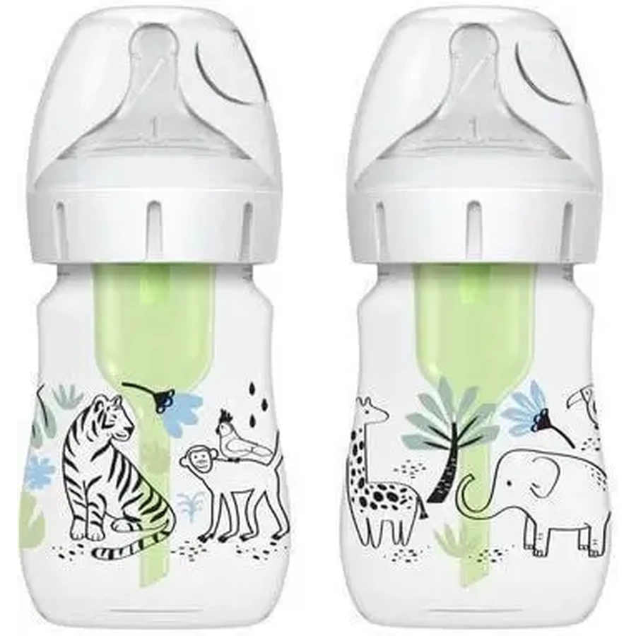 DR BROWN'S Пластиковая бутылочка «Anti-Colic Jungle» с широким горлышком, 2 шт., 150 мл, WB 52014: цены и характеристики
