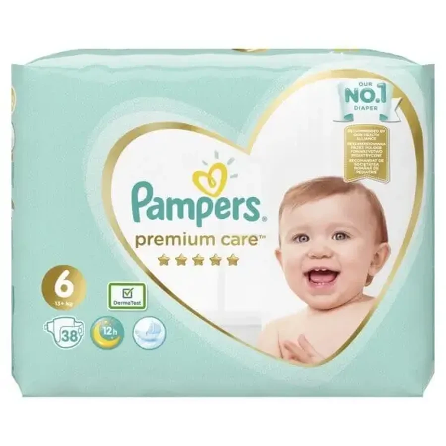 PAMPERS Дитячі підгузки Premium Care №6 13+ кг, 38 штук, Jumbo Pack: ціни та характеристики