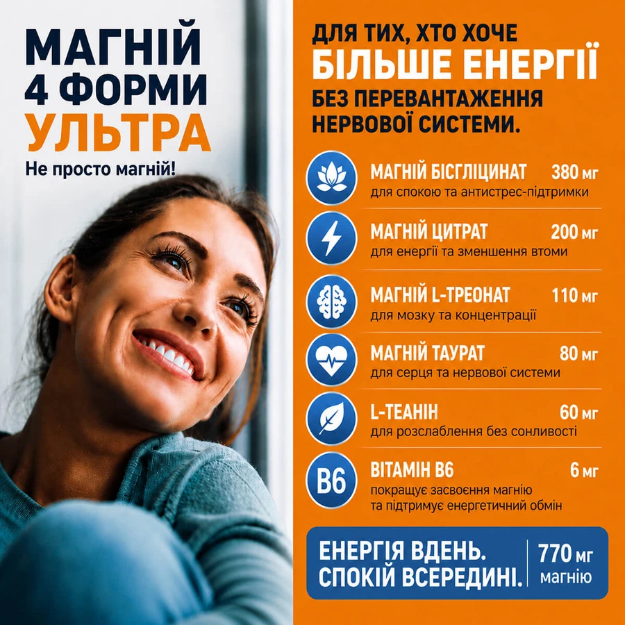 Магній 4 форми «Ультра» №60 : ціни та характеристики