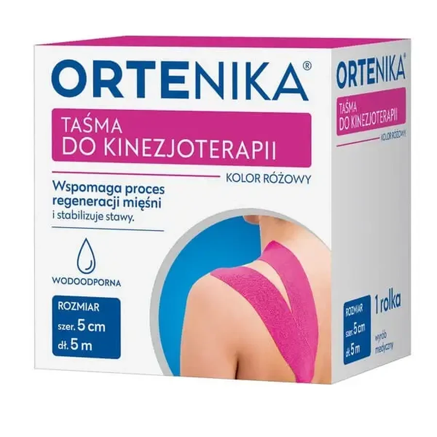 Ortenika, лента для кинезиотерапии, 5 см × 5 м, розовая, 1 рулон: цены и характеристики