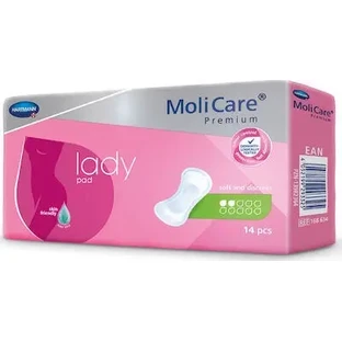 MOLICARE Premium Lady Pad — акриловые прокладки для женщин с низкой интенсивностью выделений, 2 капли, 14 штук