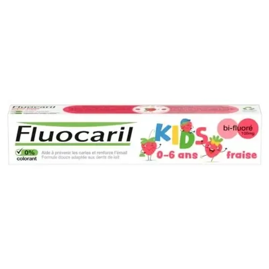 Зубная паста Fluocaril Kids с двойным содержанием фтора для детей от 0 до 6 лет, со вкусом клубники, 75 мл: цены и характеристики