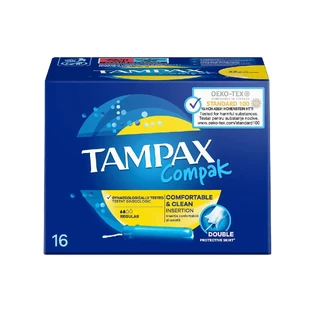 TAMPAX Compak — тампоны стандартного размера с аппликатором для нормальной интенсивности выделений, 16 штук