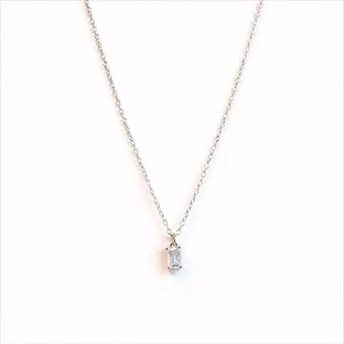 FARMA BIJOUX Гипоаллергенное серебряное колье с прозрачным кристаллом, 38/42 см (BE1SP01)