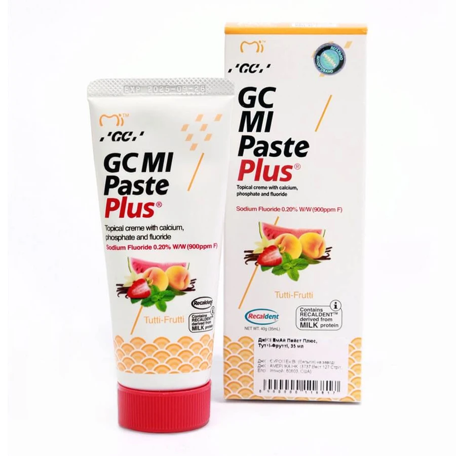Паста для реминерализации зубов, 35 мл, мультифрукт, GC Mi Paste Plus: цены и характеристики