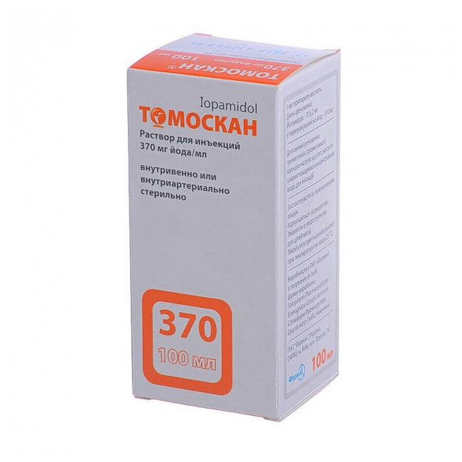 Томоскан р-н д/ін. 370 мг йоду/мл фл. 100 мл: ціни та характеристики