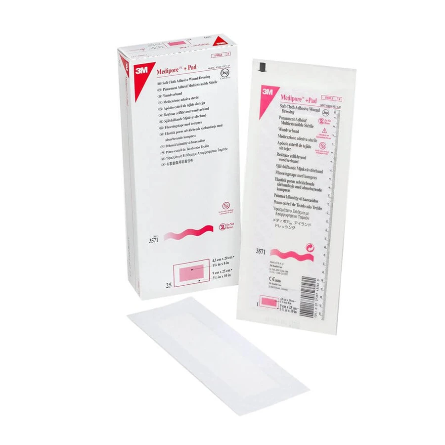 Пластир стерильний 3M Medipore+Pad 3571E, гіпоалергенний, 10х25 см: ціни та характеристики